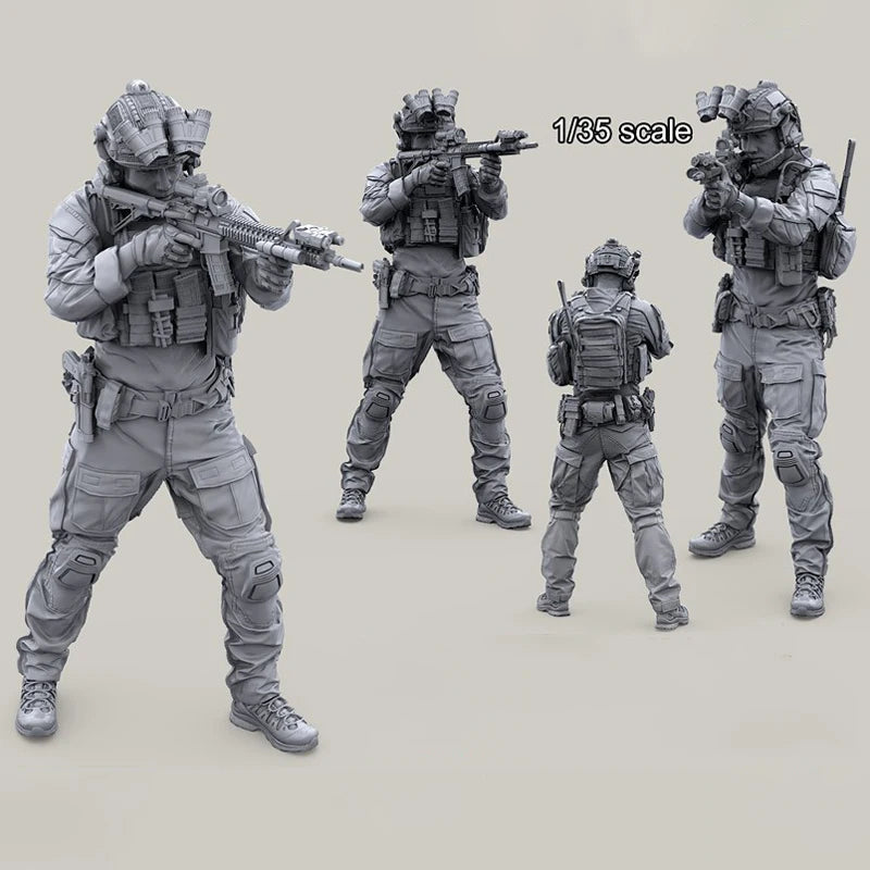 1/35 Modern Sci-Fi Power Armor Soldiers Combat Ready Squad, 9 Figures, Resin Model Figure Kit, Unassembled and Unpainted