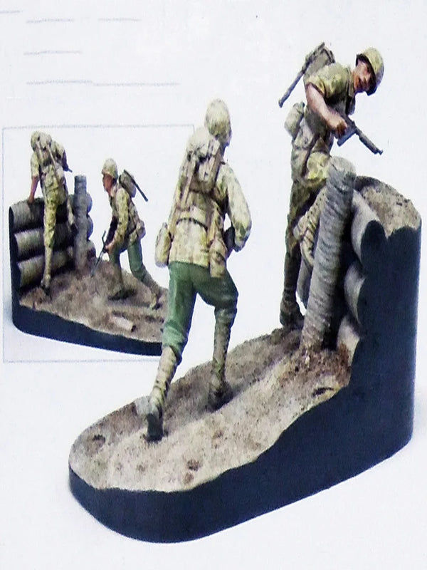 1/35 WWII U.S. Marines Infantry, 5 Figures, Resin Model Diorama Kit, Unassembled and Unpainted