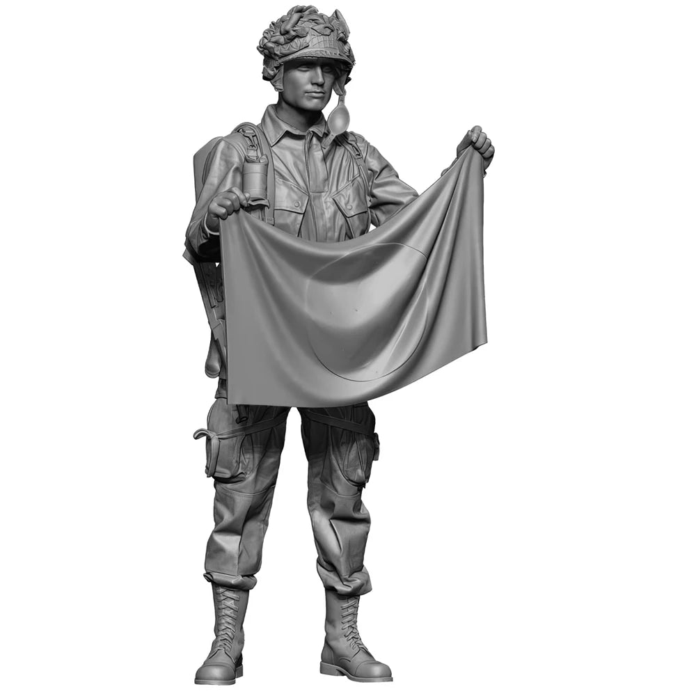 1/35 WWII US Paratrooper with Poncho, Resin Model Figure Kit, Unassembled and Unpainted