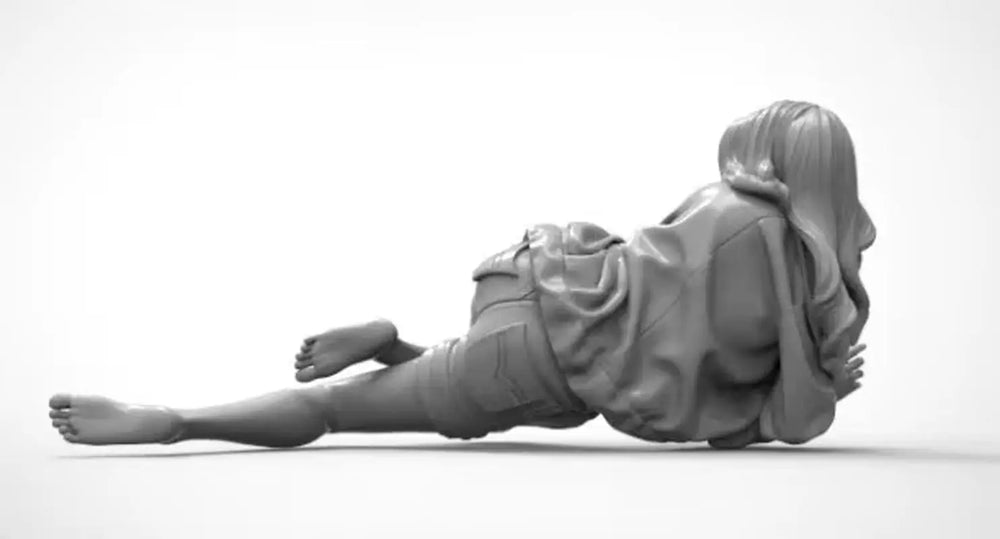 1/24 Reclining Female in Casual Sleeveless Wear, Resin Model Figure Kit, Unassembled and Unpainted