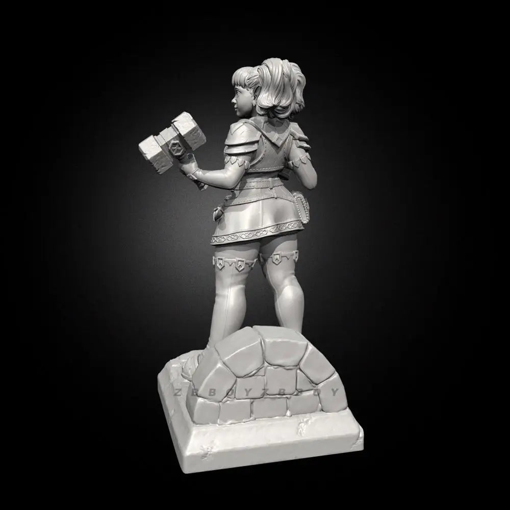 50mm Female Dwarf Warrior, Resin Model Bust Kit, Fantasy Theme, Unassembled and Unpainted