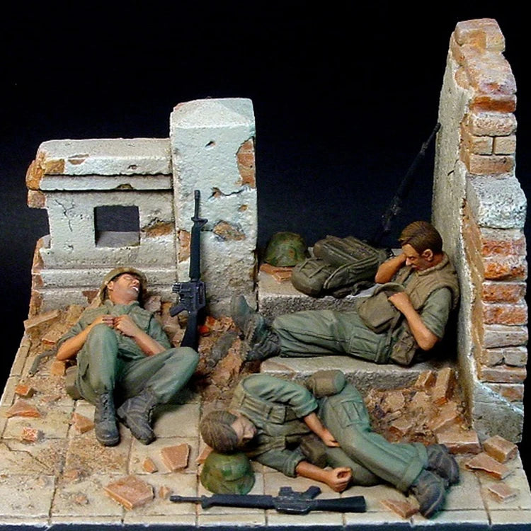 1/35 WWII Soldiers Fortification Bunker, 5 Figures, Resin Model Diorama Kit, Unassembled and Unpainted