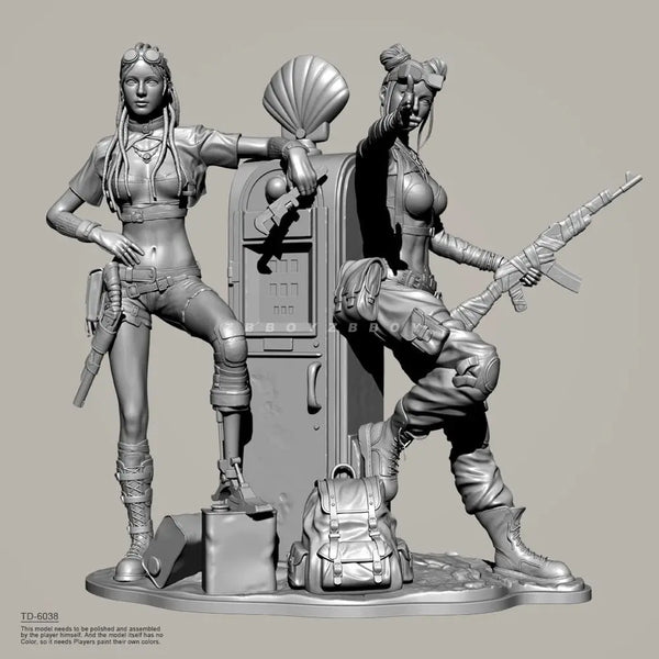 75mm Female Sci-Fi Soldiers, 3 Figures, Resin Model Figure Kit, Sci-Fi Theme, Unassembled and Unpainted