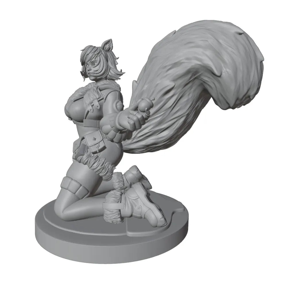 1/24 Cat-Eared Warrior Kneeling in Orange Fur-Trim Armor, Resin Model Figure Kit, Anime Theme, Unassembled and Unpainted