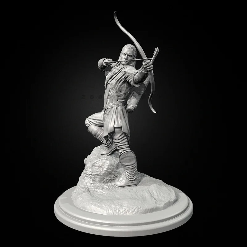 90mm Medieval Elven Prince Archer, Resin Model Figure Kit, Unassembled and Unpainted