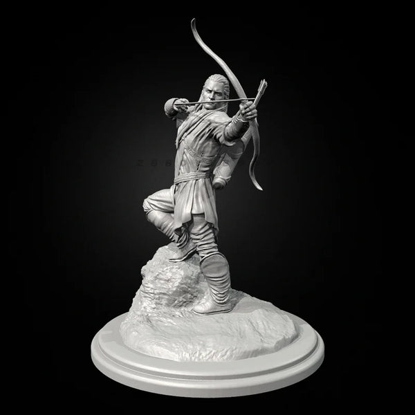 90mm Medieval Elven Prince Archer, Resin Model Figure Kit, Unassembled and Unpainted