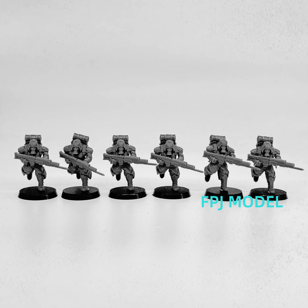 Grim Guard Futuristic Soldiers, 6 Figures, Resin Model Figure Kit, Sci-Fi Theme, Unassembled and Unpainted
