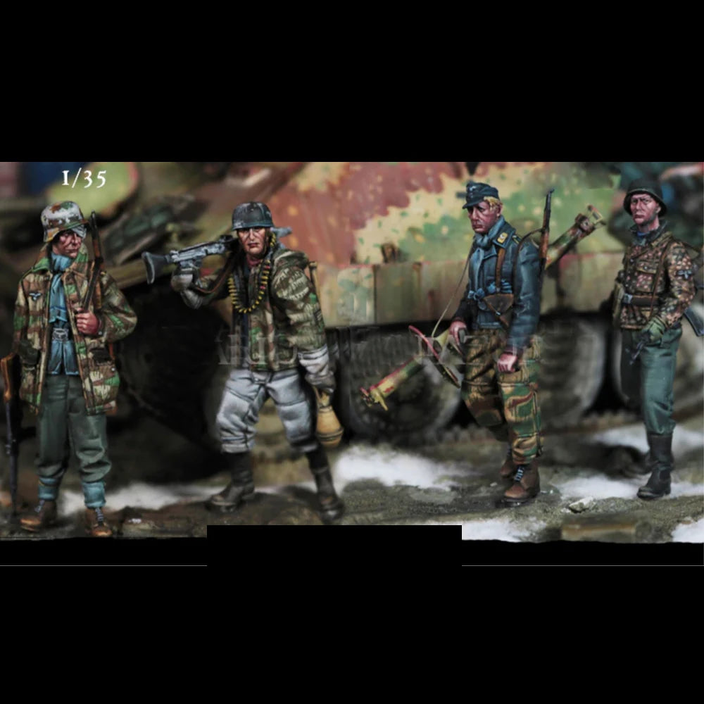 1/35 WWII Luftwaffe Soldiers, 5 Figures, Resin Model Figure Kit, Unassembled and Unpainted