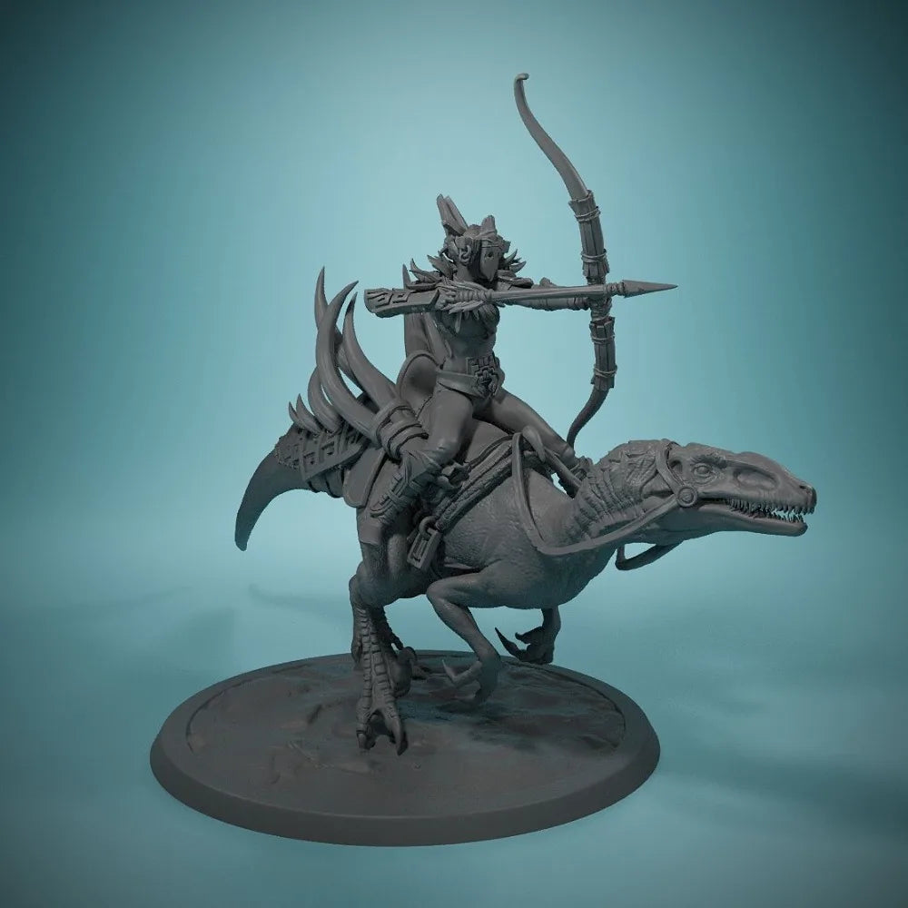 72mm Dragon-Mounted Archer, Resin Model Figure Kit, Fantasy Theme, Unassembled and Unpainted