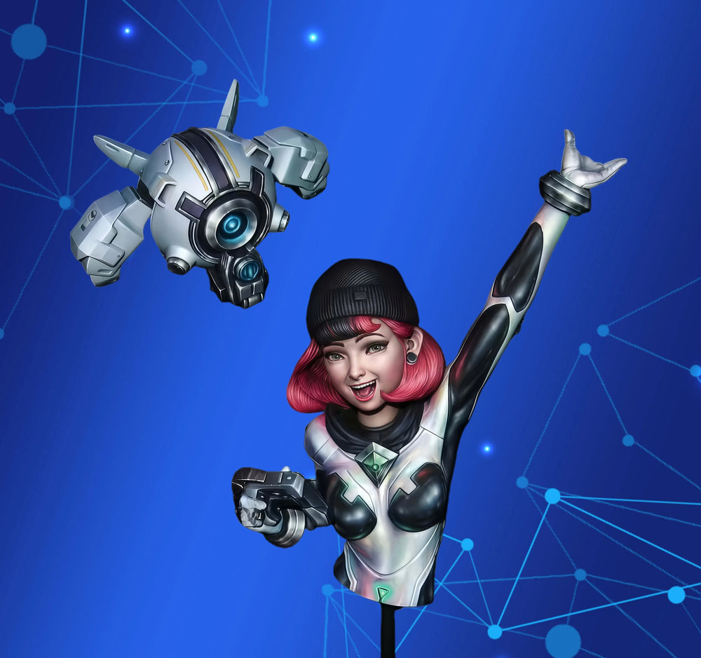 1/10 Mechanical Cyborg Girl, Resin Model Bust Kit, Sci-Fi Theme, Unassembled and Unpainted