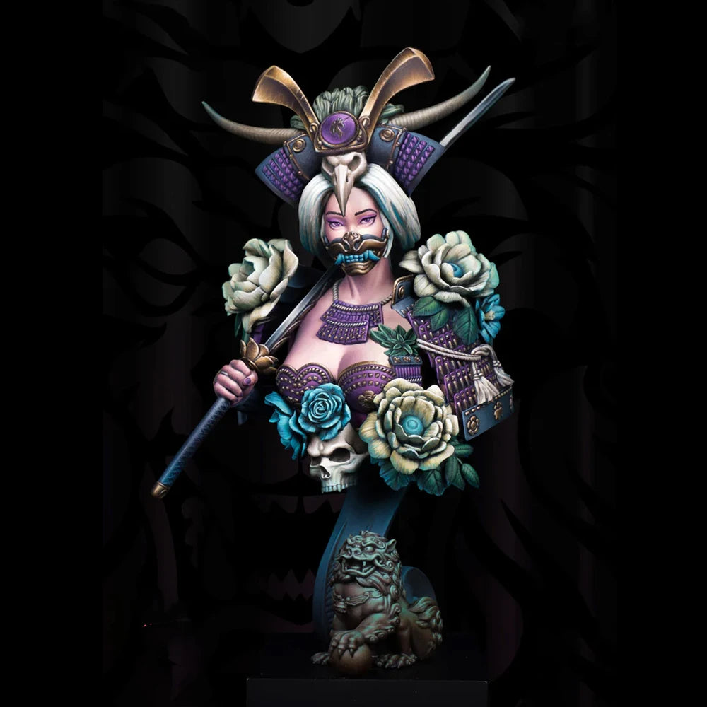 Female Samurai Warrior, Resin Model Bust Kit, Fantasy Theme, Unassembled and Unpainted