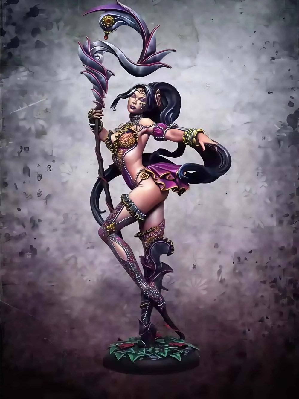 1/24 Enchantress with Swirling Magical Staff, Resin Model Figure Kit, Fantasy Theme, Unassembled and Unpainted