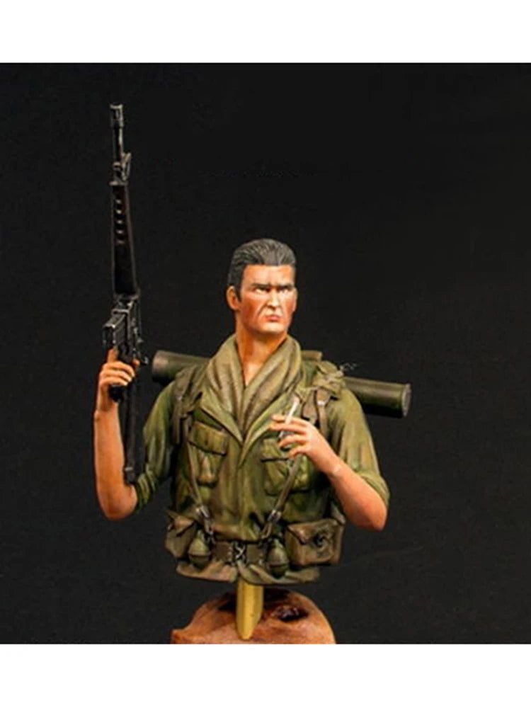 1/10 Modern Soldier with Assault Rifle and Rocket Launcher, Resin Model Bust Kit, Unassembled and Unpainted