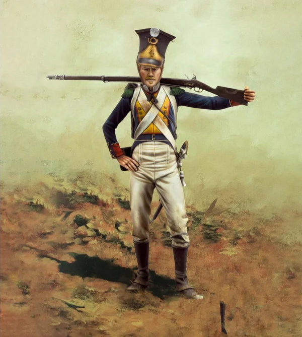 1/24 Napoleonic French Officer with Bayonetted Musket, Resin Model Figure Kit, Unassembled and Unpainted