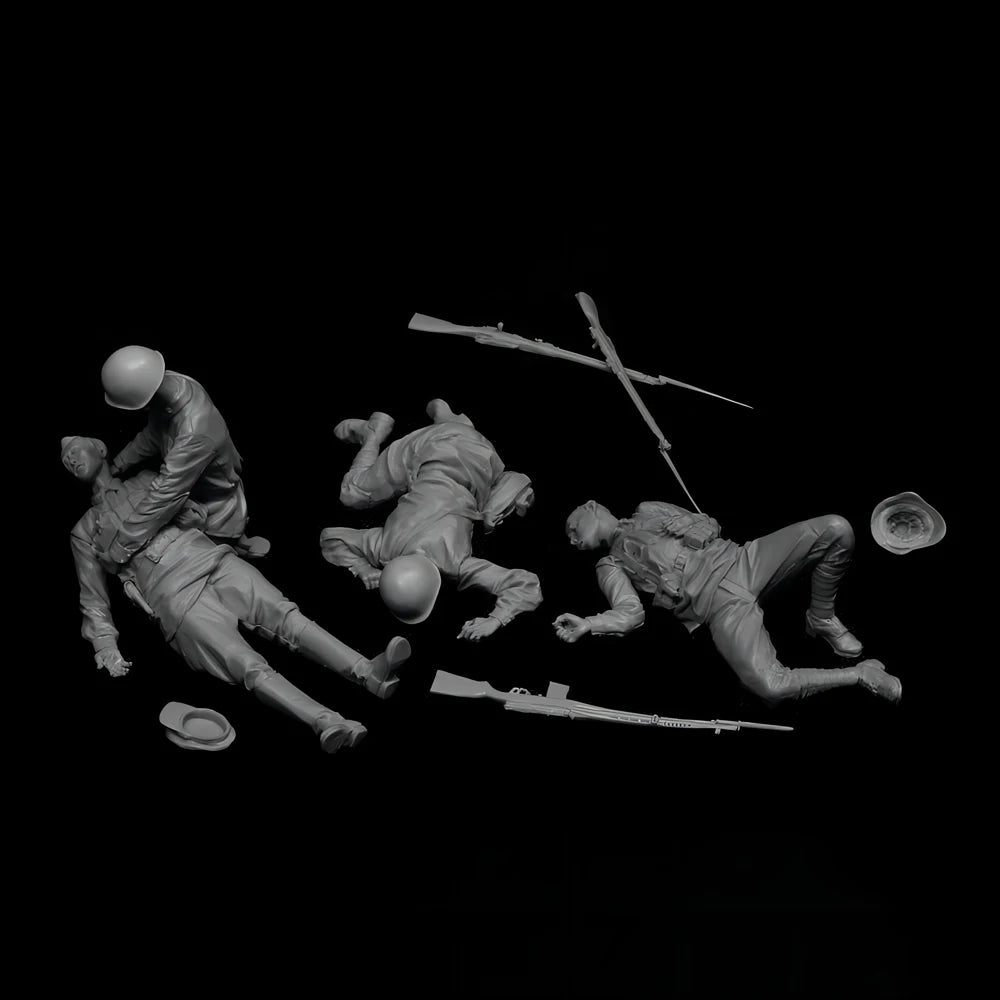 1/35 WWI Infantry Assault with Casualties, 4 Figures, Resin Model Figure Kit, Unassembled and Unpainted