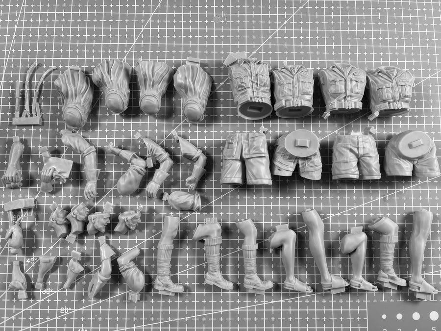 WWII British Desert Force Long Range Desert Group 4-Figure Set 1/16 Resin Kit - resin model view 2