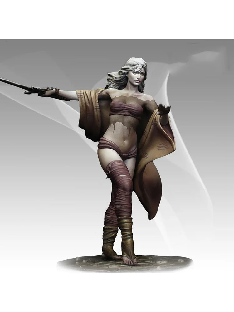 1/24 Female Warrior with Spear and Shield, Resin Model Figure Kit, Unassembled and Unpainted