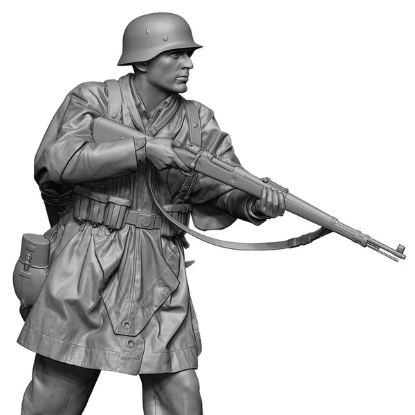 1/35 WWII German Infantry in Combat Ready Stances, 3 Figures, Resin Model Figure Kit, Unassembled and Unpainted