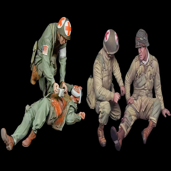 1/35 WWII American Field Medic Squad, 4 Figures, Resin Model Figure Kit, Unassembled and Unpainted