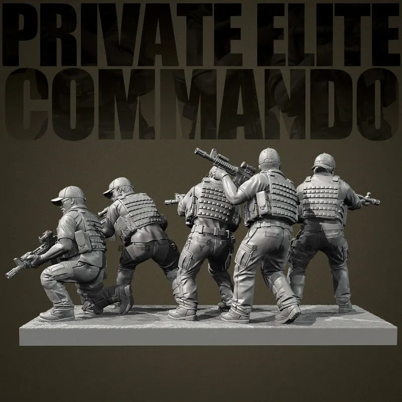 50mm Modern Special Forces Commandos, 5 Figures, Resin Model Figure Kit, Unassembled and Unpainted