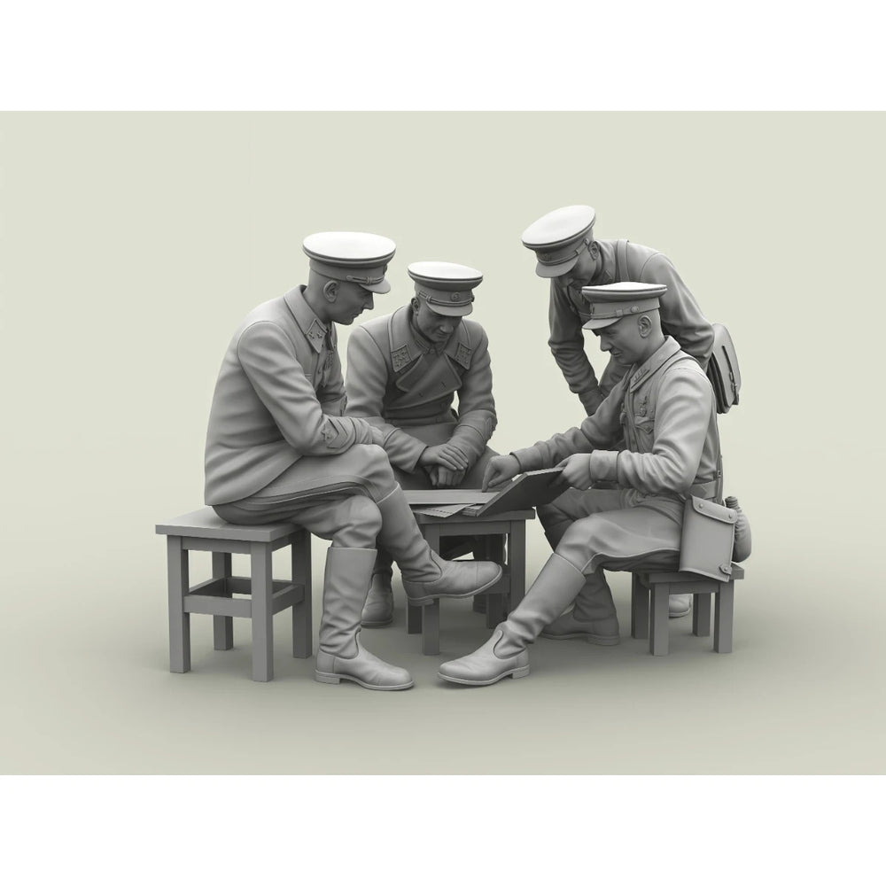 1/35 WWII Red Army Generals Meeting, 4 Figures, Resin Model Figure Kit, Unassembled and Unpainted