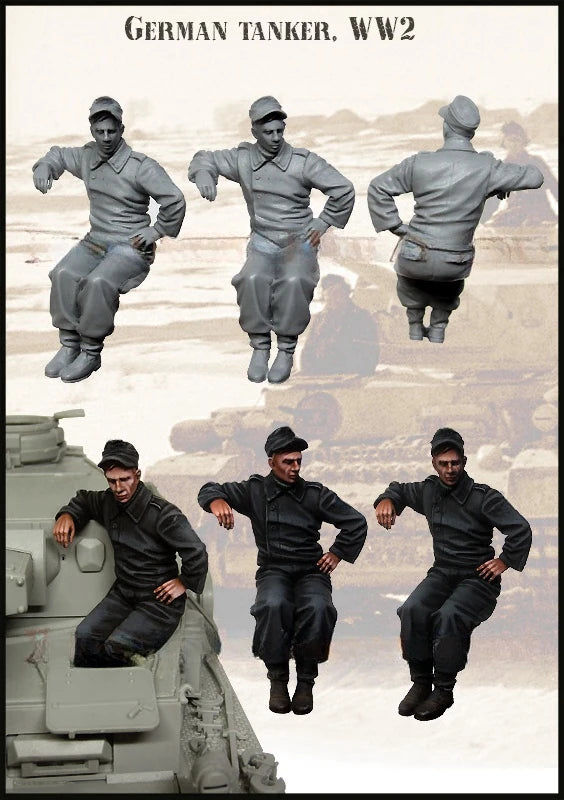 1/35 WWII German Panzer Crew Reading Maps, 6 Figures, Resin Model Figure Kit, Unassembled and Unpainted