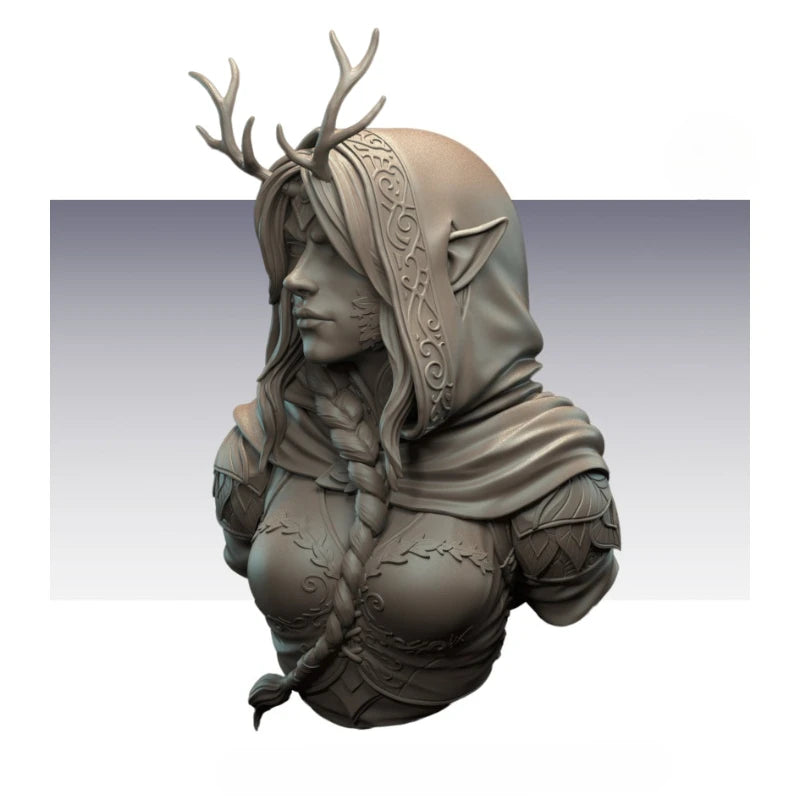 1/12 Elven Warrior Female, Resin Model Bust Kit, Fantasy Theme, Unassembled and Unpainted