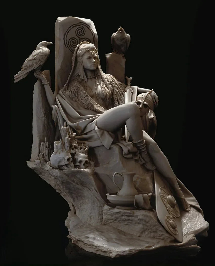1/24 The Morrigan Celtic Goddess, Resin Model Figure Kit, Mythology Theme, Unassembled and Unpainted