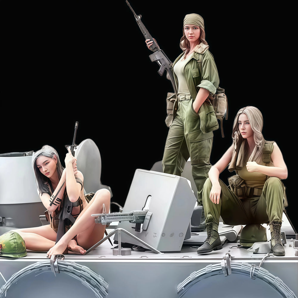 1/16 Modern Female Soldiers, 6 Figures, Resin Model Diorama Kit, Unassembled and Unpainted