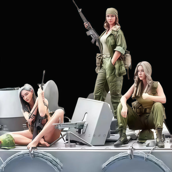 1/16 Modern Female Soldiers, 6 Figures, Resin Model Diorama Kit, Unassembled and Unpainted