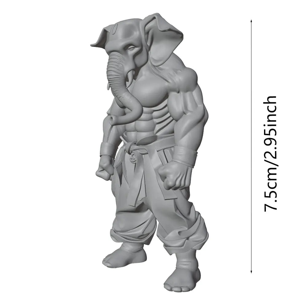 75mm Elephant-Headed Warrior, Resin Model Figure Kit, Fantasy Theme, Unassembled and Unpainted