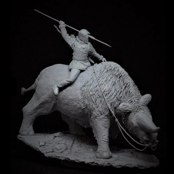 1/32 Medieval War Elephant Warrior, 2 Figures, Resin Model Figure Kit, Unassembled and Unpainted