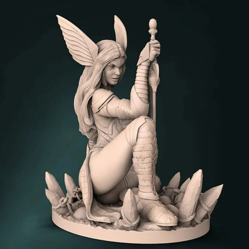 1/24 Female Warrior with Wings, Resin Model Figure Kit, Fantasy Theme, Unassembled and Unpainted