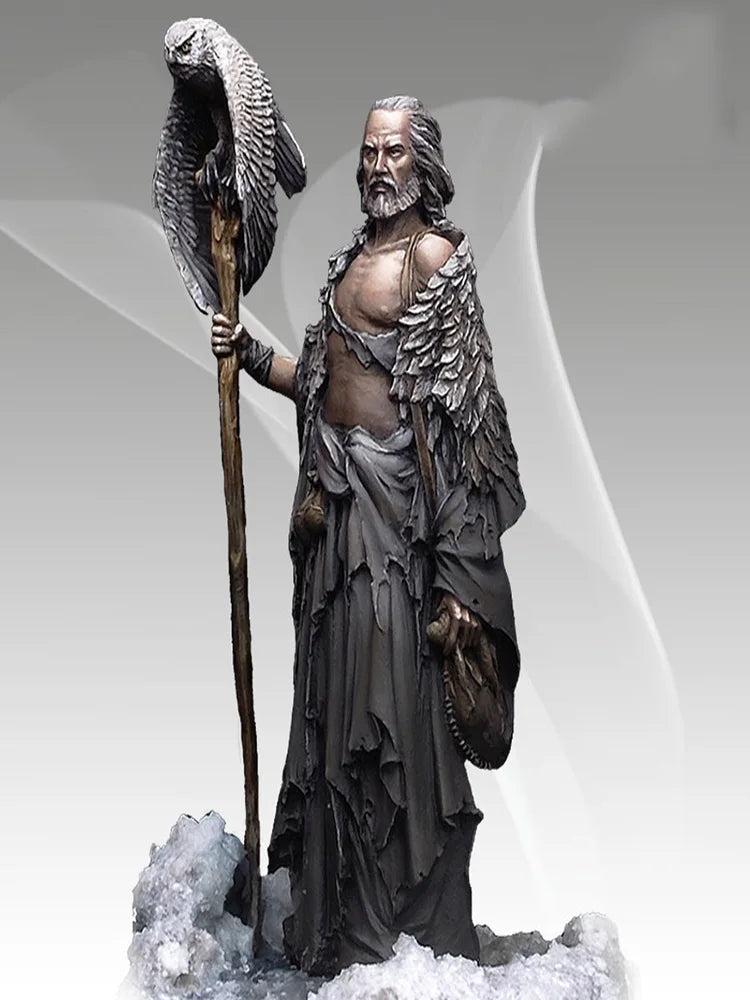 1/32 Sorceress with Raven Staff, Resin Model Figure Kit, Fantasy Theme, Unassembled and Unpainted