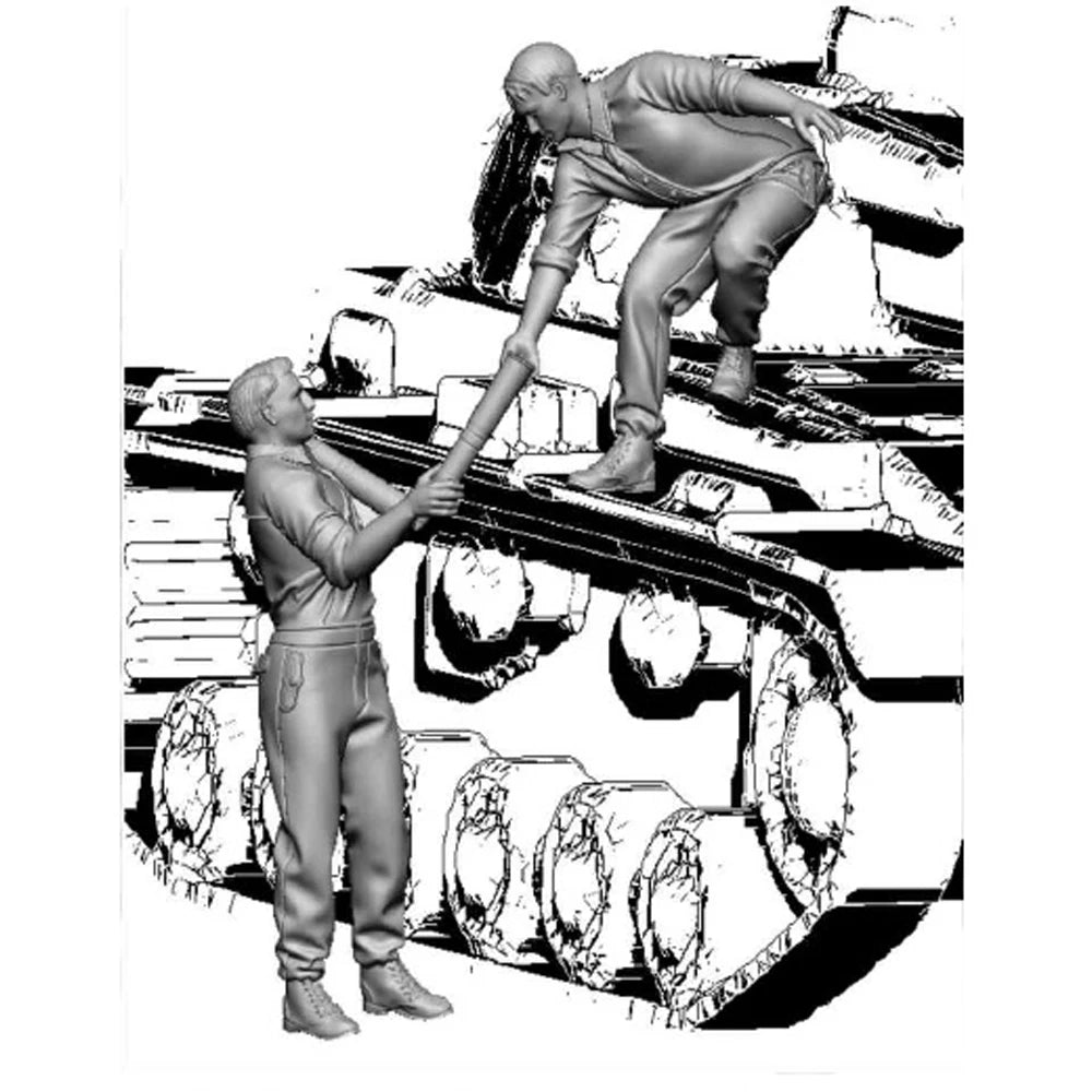 1/35 WWII Tank Crew Loading Ammunition, 3 Figures, Resin Model Figure Kit, Unassembled and Unpainted