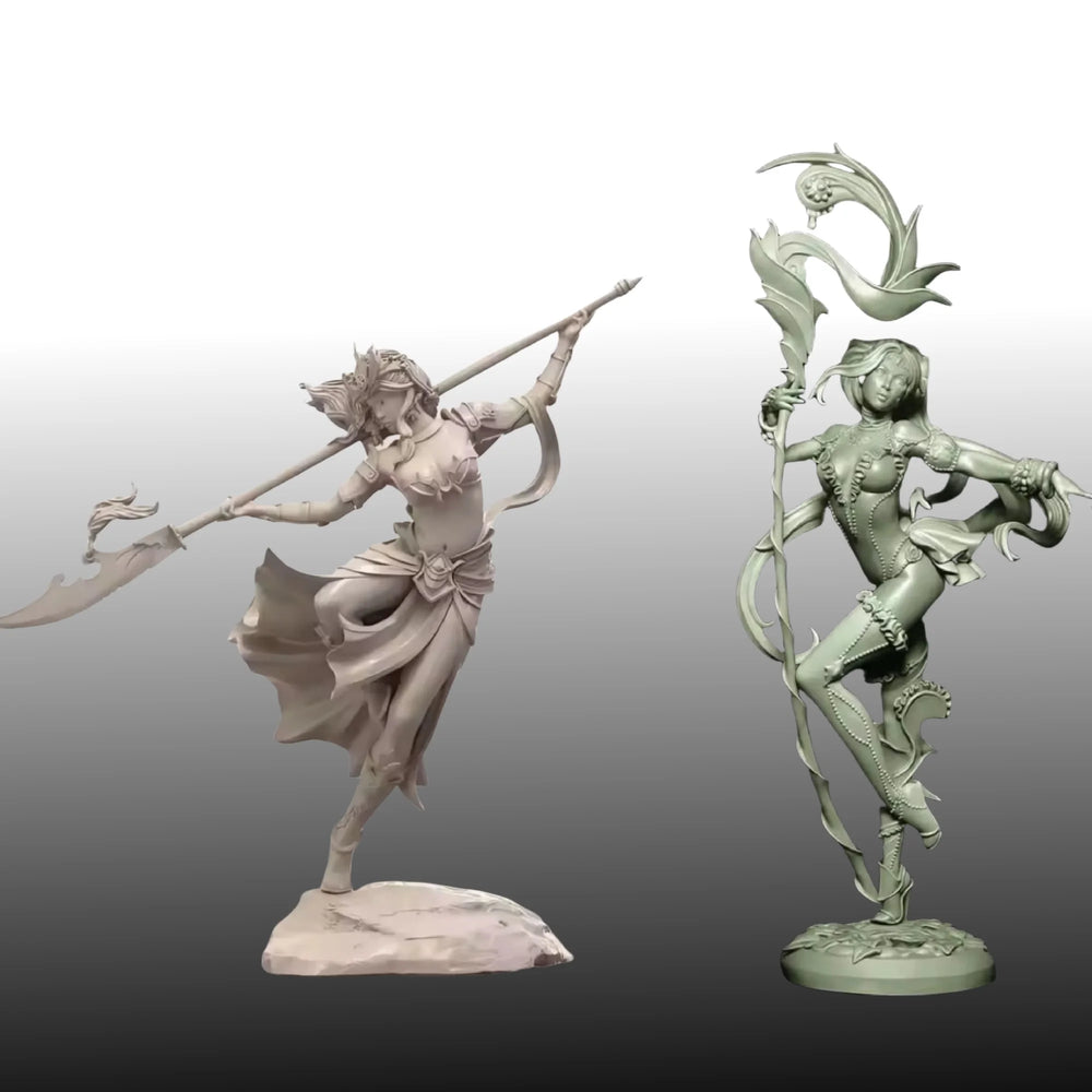 1/24 Warrior Lunging with Glaive and Cape, Resin Model Figure Kit, Fantasy Theme, Unassembled and Unpainted