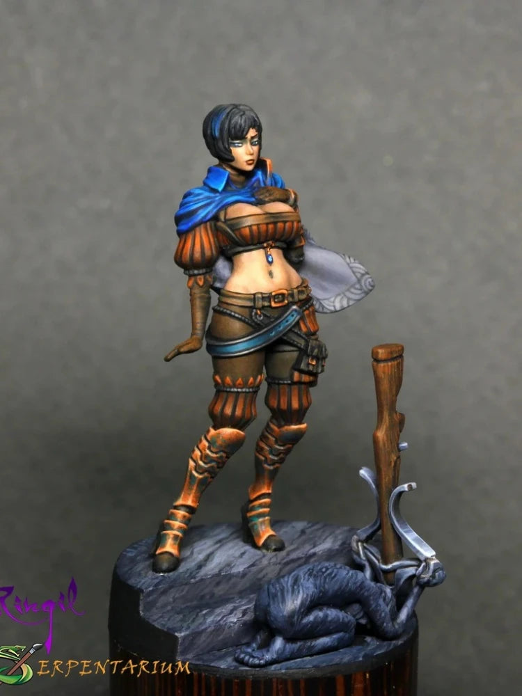 30mm Fantasy Pin-up Warrior Hunter, 2 Figures, Resin Model Figure Kit, Unassembled and Unpainted