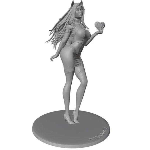 1/24 Winged Succubus with Heart, Resin Model Figure Kit, Fantasy Theme, Unassembled and Unpainted