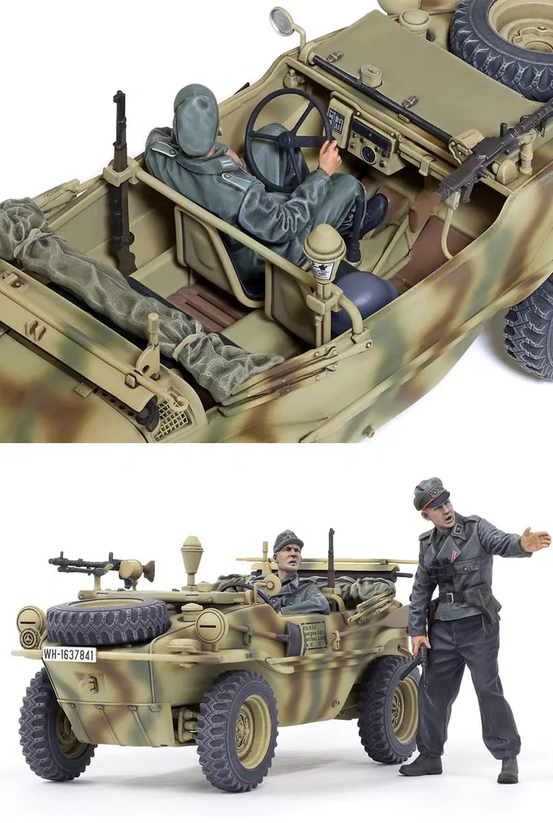 1/35 WWII German DAK Jeep Crew with MG42, 2 Figures, Resin Model Figure Kit, Unassembled and Unpainted