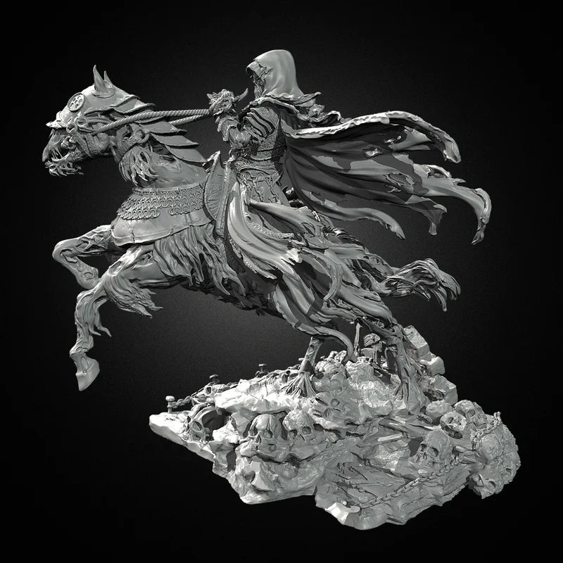 75mm Medieval Knight on Dragon, Resin Model Figure Kit, Fantasy Theme, Unassembled and Unpainted