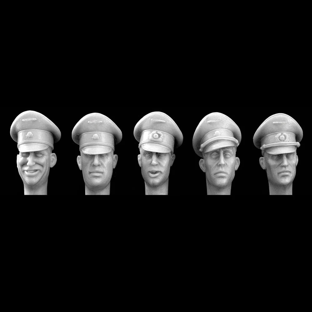 1/35 WWII German Stahlhelm Heads, 5 Figures, Resin Model Figure Kit, Unassembled and Unpainted