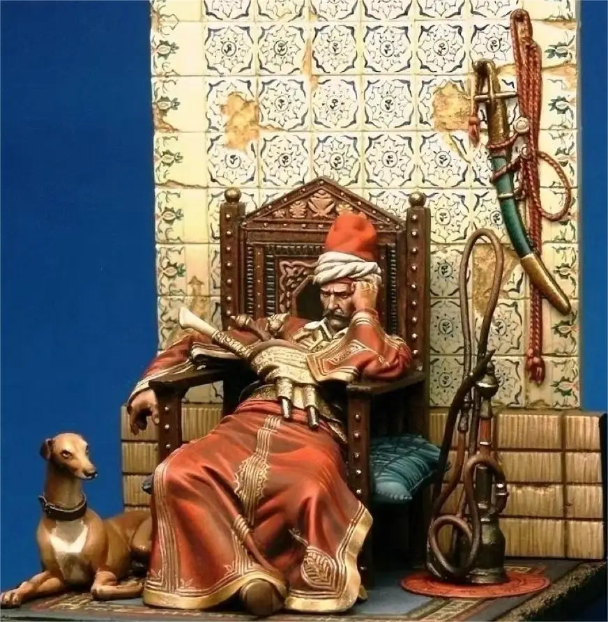 1/24 Ottoman Sultan in Scarlet Robes with Turban, Resin Model Figure Kit, Fantasy Theme, Unassembled and Unpainted