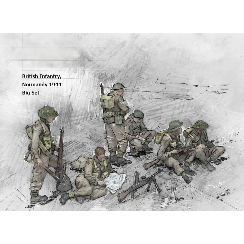 1/35 WWII British Infantry Combat Team, 6 Figures, Resin Model Figure Kit, Unassembled and Unpainted