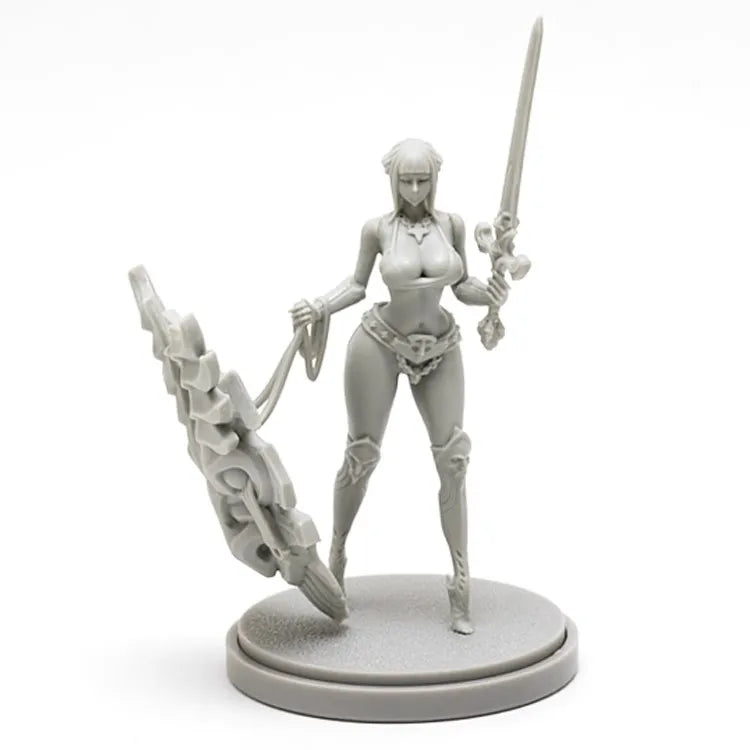 30mm Elven Warrior with Winged Back Plate, Resin Model Figure Kit, Fantasy Theme, Unassembled and Unpainted
