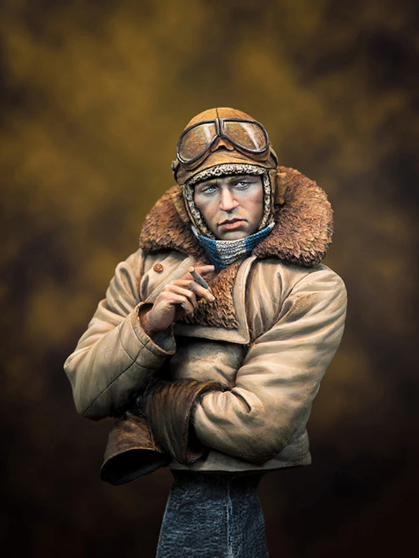 1/10 WWI RFC Pilot, 2 Figures, Resin Model Bust Kit, Unassembled and Unpainted