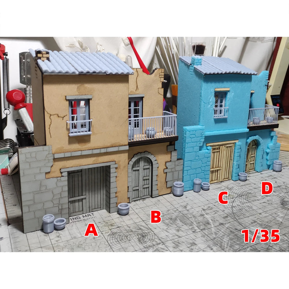 1/35 Western European Rural Houses, Resin Model Diorama Kit, Historical Theme, Unassembled and Unpainted