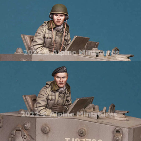 1/35 WWII British Tank Crew with Infantry Riflemen, 2 Figures, Resin Model Figure Kit, Unassembled and Unpainted