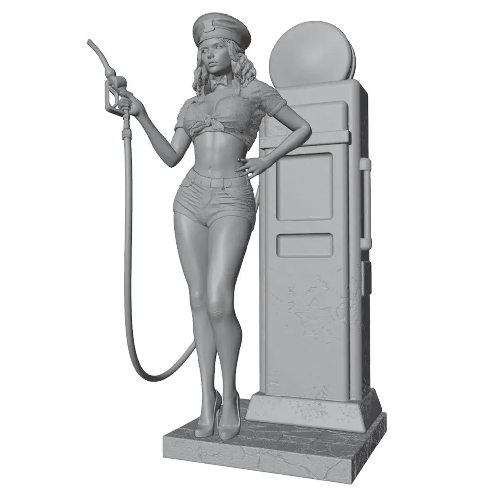 1/24 Pinup Gas Station Girl, 5 Figures, Resin Model Figure Kit, Unassembled and Unpainted