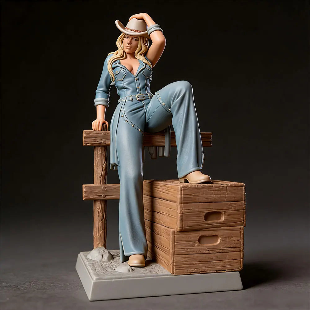 75mm Western Cowboy Girl, Resin Model Figure Kit, Anime Theme, Unassembled and Unpainted
