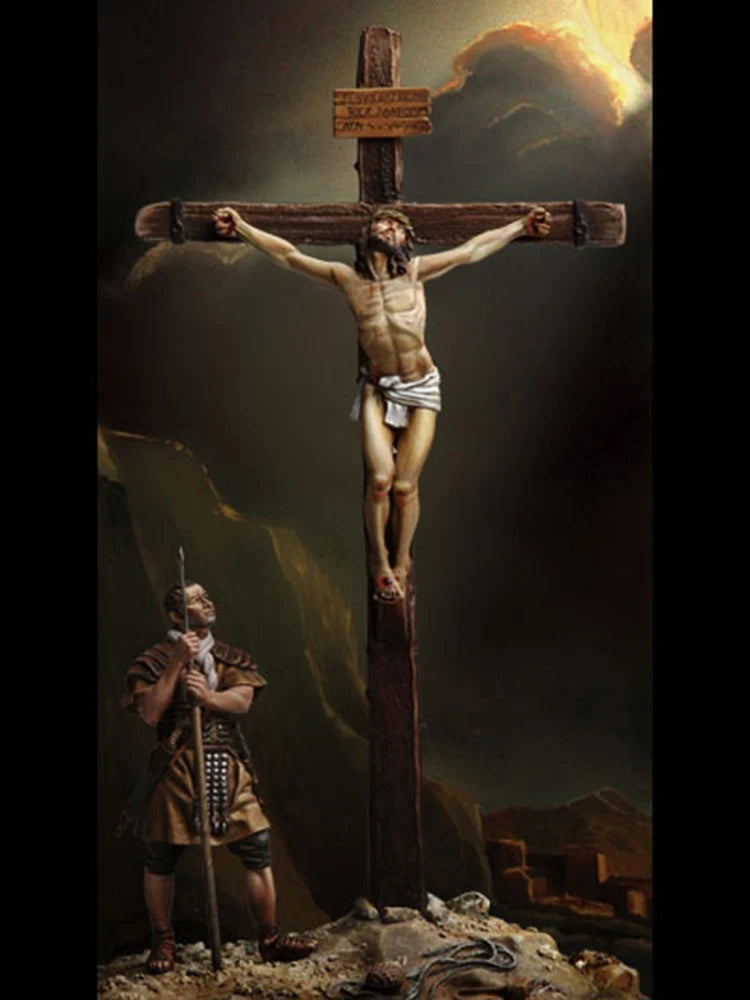 1/32 Medieval Passion Crucifix, 2 Figures, Resin Model Figure Kit, Unassembled and Unpainted